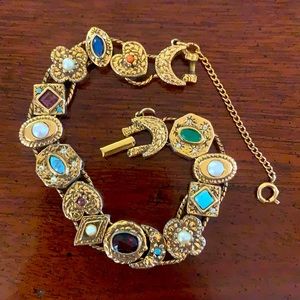 Vintage Goldette Cabochon Slider Bracelet